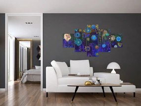 Obraz ciemnoniebieskich kwiatów (125x70 cm)