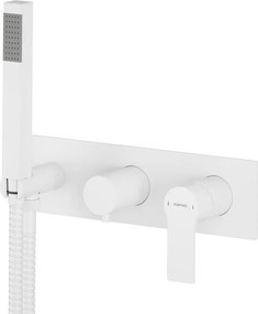 Biała bateria prysznicowa podtynkowa (2 otwory) Pax – Sapho