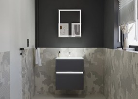 Szafka pod umywalkę NEO 60 cm czarny mat z oświetleniem LED KROFAM