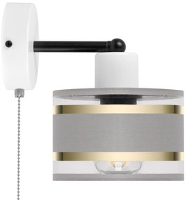 Biały kinkiet LED z włącznikiem z szarym abażurem SHWD-TI-1010WE-GR je