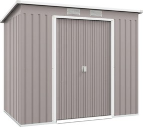Outsunny Schowek na narzędzia, z okienkami wentylacyjnymi, drzwi przesuwne, stal ocynkowana, 213 x 130 x 172 cm, jasnoszary