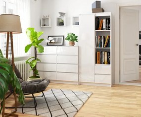 Biały regał do biura z drzwiczkami w połysku - Tiare 4X