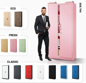 Szafa do biura domowego JAN, 900 x 1850 x 400 mm, Fresh Style: pudrowy róż