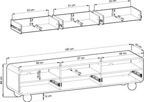 Kaszmirowa szafka pod telewizor z 3 szufladami 180 cm Z0-A89