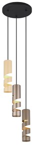 Moderne hanglamp zwart met taupe en beige 3-lichts - Stream Nowoczesny Oswietlenie wewnetrzne