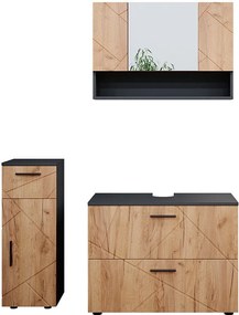 Zestaw mebli łazienkowych złoty dąb power/antracyt 80x41x58.6 irma
