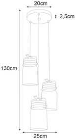 Potrójna lampa wisząca z regulacją wysokości - A780 Glisa