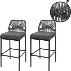 Stołek barowy MCW-O21 (zestaw 2 szt.),  antracyt, poduszka ciemnoszara