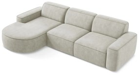 Kremowy narożnik z tkaniny szenilowej (lewostronny/z szezlongiem) Omao – Makamii