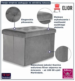 Duża szara pufa pikowana Z5-R69
