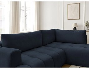 Ciemnoniebieski rozkładany/ze schowkiem narożnik (prawostronny/w kształcie litery L) Fuji – Bobochic Paris