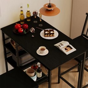 Zestaw Barowy Loft Czarny – Stół + 2 Krzesła do Kuchni i Jadalni