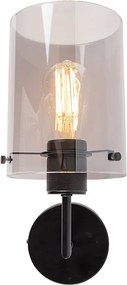 Designerska lampa ścienna czarna z dymionym szkłem - Dome