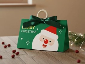 Świąteczna torebka prezentowa MERRY CHRISTMAS 17x10x8,5 cm, zielona