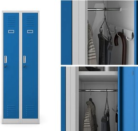 Dwudrzwiowa szafa BHP wąska 60x50x180 cm Kacper 2 szary/niebieski