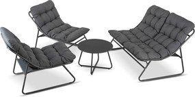 Zestaw mebli ogrodowych dla 4 osób Nivo 058 - sofa, fotele, stolik, kolor szary