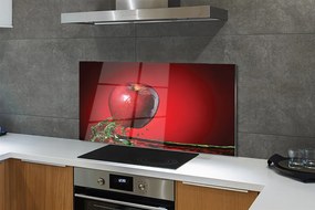 Szkło do Kuchni na Ścianę Czerwone Jabłko w Wodzie