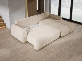 Narożnik COCO z funkcją spania, poduszkami i pojemnikiem NowOrNever 06 Kremowy
