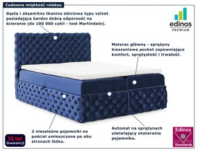 Granatowe łóżko kontynentalne z pojemnikiem 5 rozmiarów S5-F45