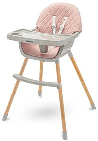 Baby Mix Krzesełko do karmienia Freja wooden, różowy