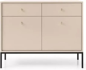 Komoda Gerra 2 – nowoczesna elegancka komoda w kolorze beżowym lub granatowym z 2 drzwiami i 2 szufladami na metalowych nogach
