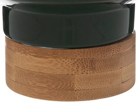 Ceramiczna doniczka na bambusowej podstawie, wys. 15 cm
