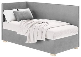Szare narożne łóżko dziecięce ze schowkiem i materacem 90x200 cm Flexi – Ghado