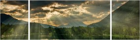 Obraz jeziora, przez które prześwieca słońce (170x50 cm)