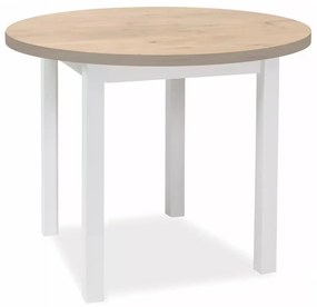 Stół okrągły Adam 80 cm dąb lancelot/biały mat SIGNAL