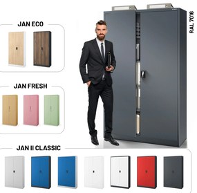 Szafa biurowa metalowa na akta antracytowa JAN II, 1150 x 1850 x 400 mm