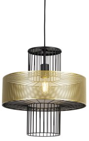 Designerska lampa wisząca złota z czarną 40 cm - TessDesignerski Oswietlenie wewnetrzne