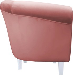 Fotel Milo tkanina Welur wygodny fotel tapicerowany do salonu i sypialni : Kolor nogi - Biała, Kolor tkaniny - VELVET - MG58, Wysokość nogi - 15 cm