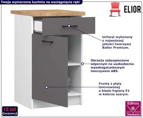 Szara nowoczesna dolna szafka kuchenna - Tereza 8X 50 cm
