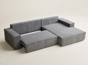 Szary rozkładany/ze schowkiem narożnik z tkaniny szenilowej (prawostronny/z szezlongiem) Maze – Maison de Rêve