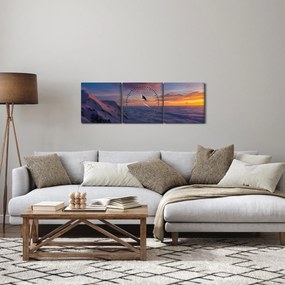 Obraz o zachodzie słońca, Mt. Blanc (z zegarem) (90x30 cm)