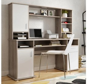 Biurko z półką ELIAN dąb sonoma szare/białe