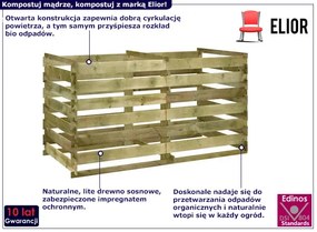 Podwójny drewniany kompostownik ogrodowy z drewna sosnowego - Ramoni