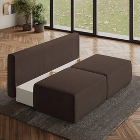 Masseno Narożnik VARNA z funkcją spania i pojemnikiem na pościel Narozniki L, Rozkładana sofa - Brązowy, POSO 06