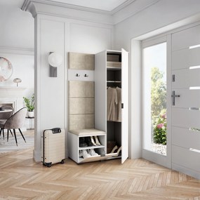 Masseno Garderoba LORI 95/181/51 cm Nowoczesna Szafa do Przedpokoju Biała