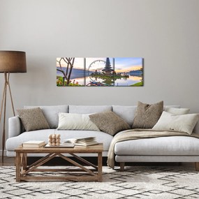 Obraz - Świątynia Pura Bratan (z zegarem) (90x30 cm)