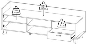 Biało-naturalna szafka pod TV w dekorze dębu 182x62x51 cm Ikast – Tvilum