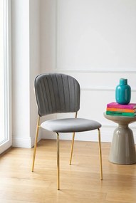 Szare welurowe krzesło pikowane G9-F11