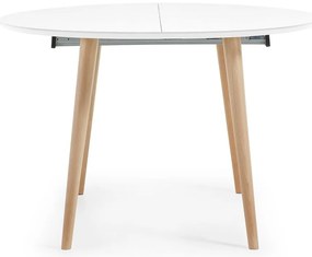 Biały rozkładany stół z białym blatem ø 120 cm Oqui – Kave Home
