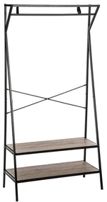 Wieszak na ubrania z półkami na buty, 160 x 80 x 38 cm, drążek, otwarta szafa