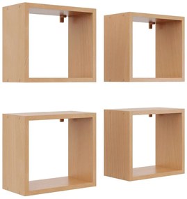 Komplet 4 kwadratowych półek w kolorze buk D5-D27