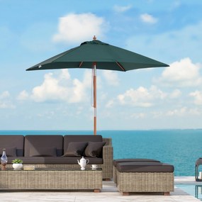 Outsunny Parasol Ogrodowy Gięty Drewno Jodłowe Poliester Zielony 200x150x230cm | Aosom PL