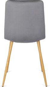 Krzesło Tapicerowane do Jadalni FREDY Szare Welurowe Nowoczesne Loft