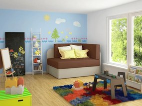 Mała rozkładana sofa ROSA, brązowa/beżowa
