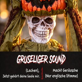 HOMCOM Animowany wyskakujący dyniowy szkielet, 173 cm, przerażająca dekoracja Halloween z oświetleniem oraz aktywacją dźwiękową i dotykową | Aosom PL