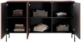 Komoda trzydrzwiowa Sonatia na metalowych nogach 150 cm - burgund